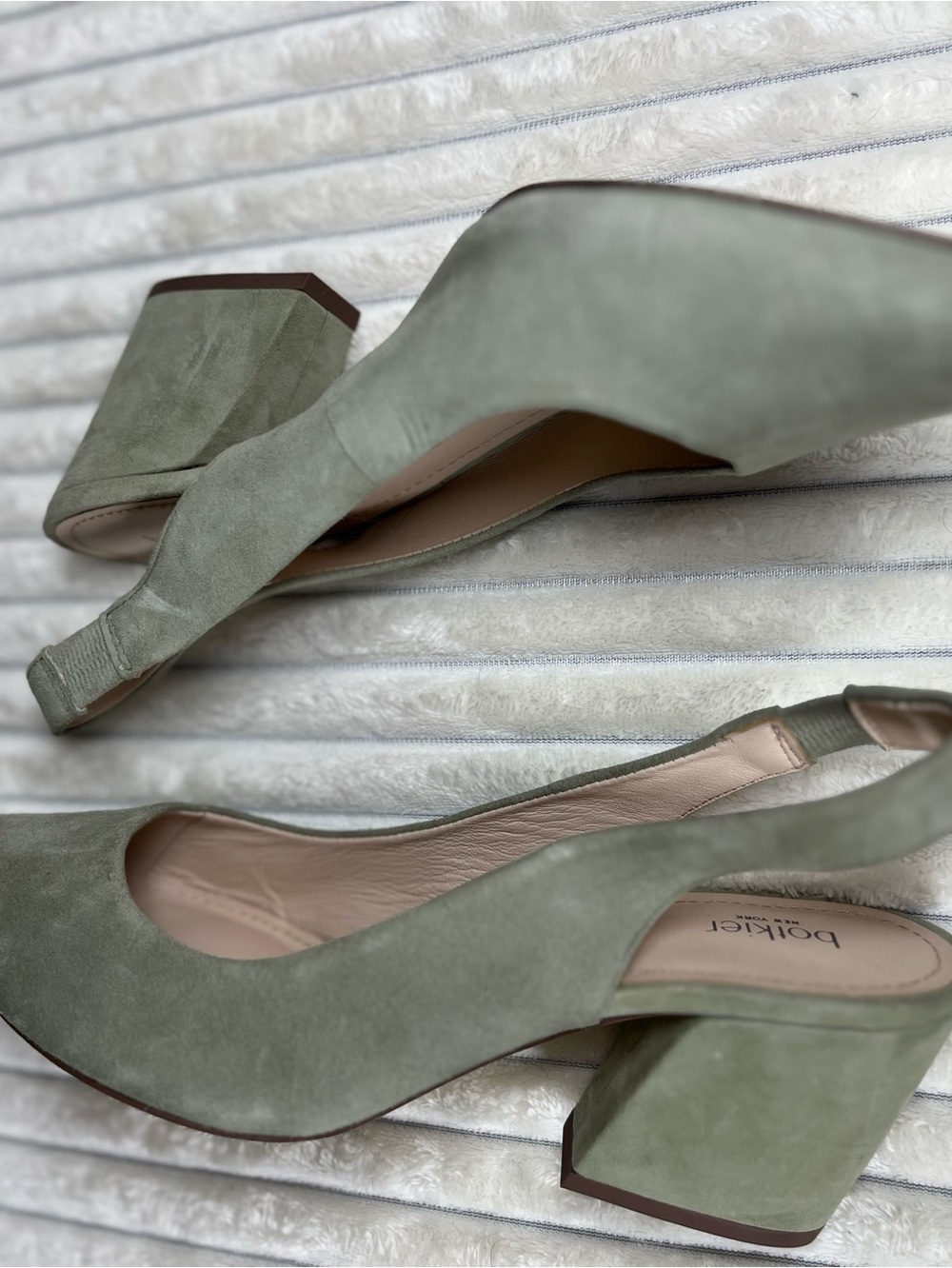 Botkier Shayla Slingback Block Heel Pumps in Sage Green Suede Size 9 - Picture 11 of 11